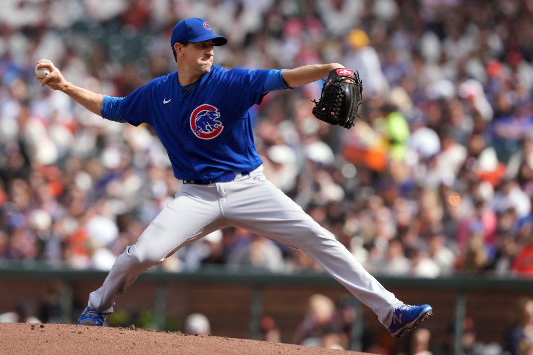 Chicago Cubs starting pitcher Kyle Hendricks (28) pitches against the San Francisco Giants during the first inning at Oracle Park on June 10, 2023.