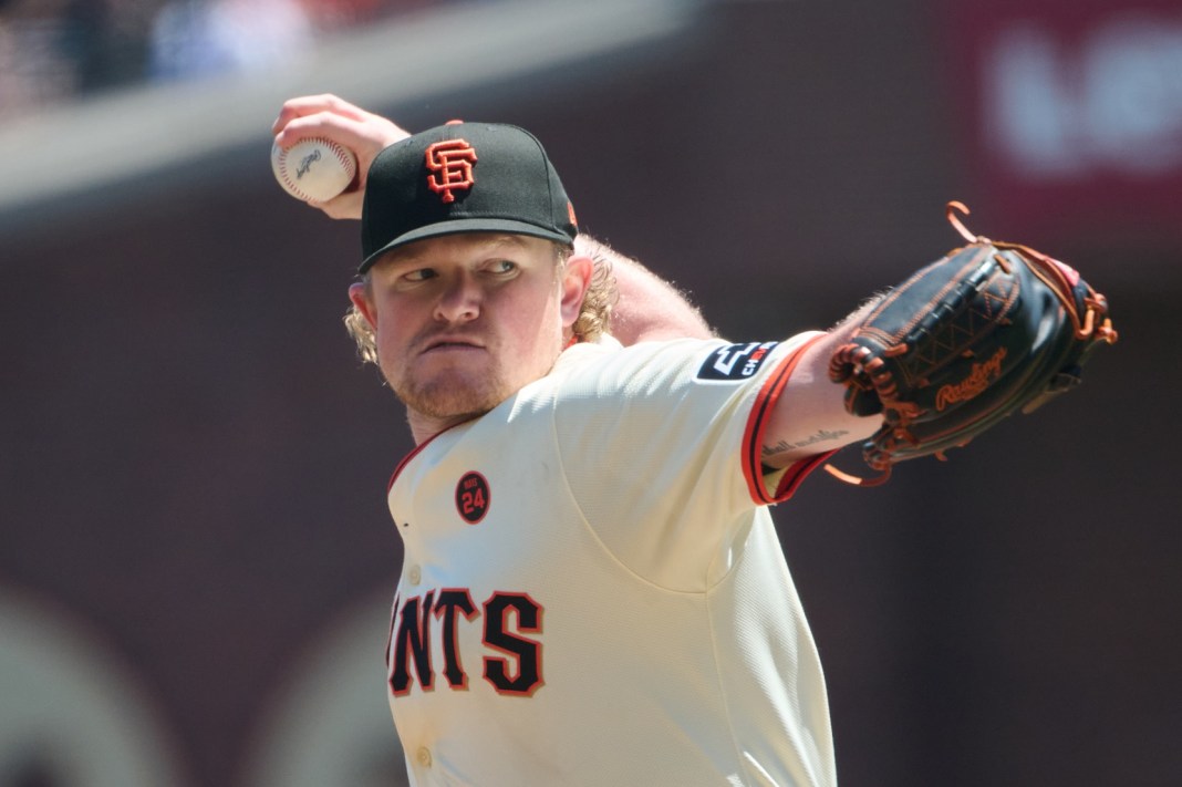 San Francisco Giants starting pitcher Logan Webb (62) delivers a pitch during the first inning against the Detroit Tigers at Oracle Park on August 10, 2024.