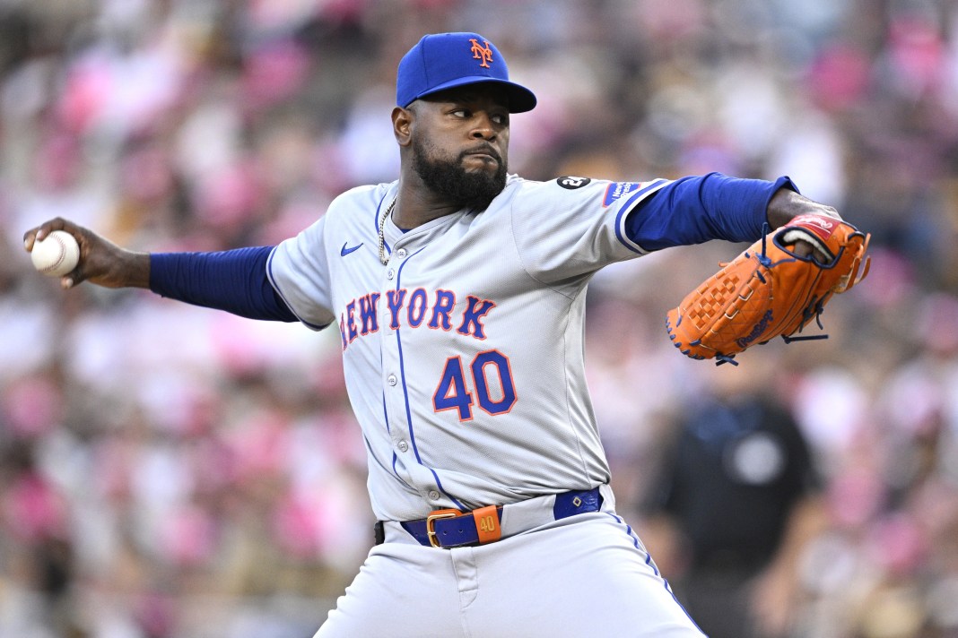 New York Mets starting pitcher Luis Severino (40) delivers a pitch during the first inning against the San Diego Padres at Petco Park on August 22, 2024.