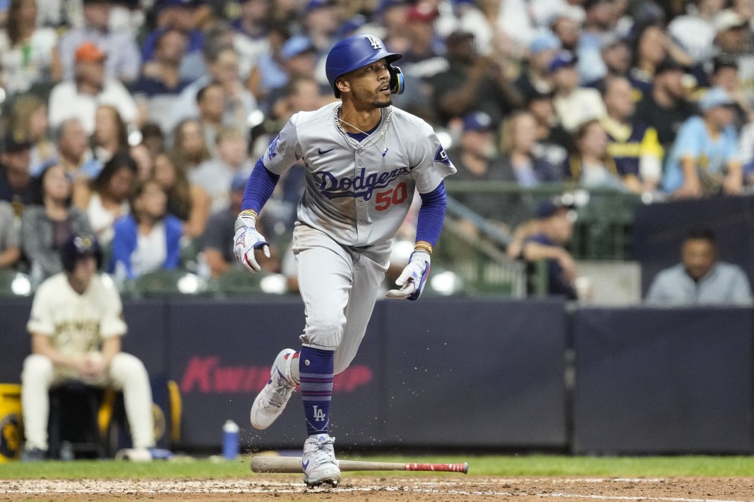 Los Angeles Dodgers right fielder Mookie Betts (50) during the game against the Milwaukee Brewers at American Family Field on August 13, 2024.