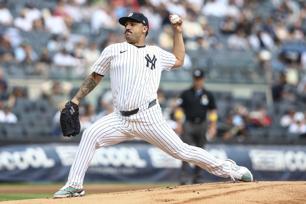 New York Yankees starting pitcher Nestor Cortes (65) pitches in the first inning against the St. Louis Cardinals at Yankee Stadium on September 1, 2024.