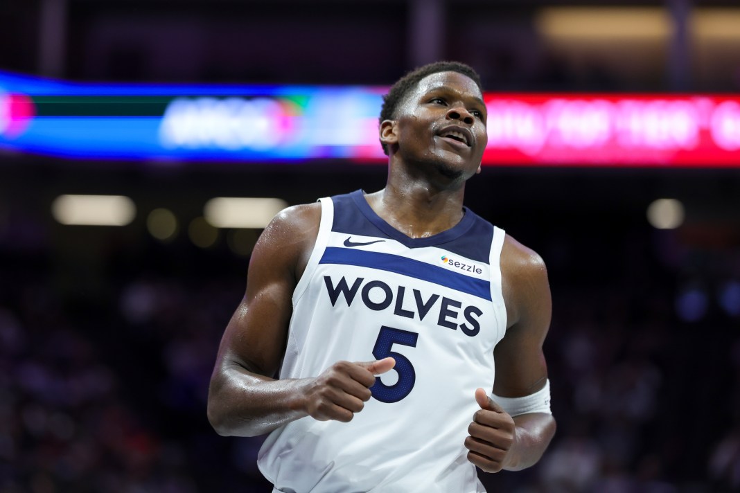 Timberwolves guard Anthony Edwards on the court