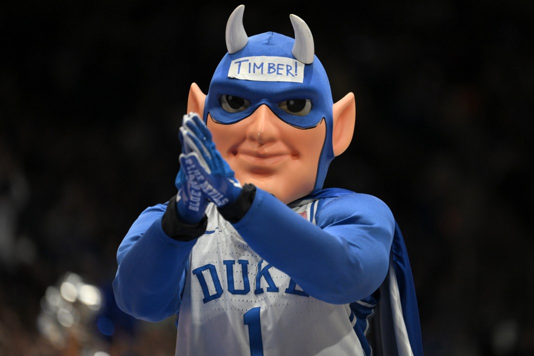 The Duke Blue Devils play against the Stanford Cardinal at Cameron Indoor Stadium on February 15, 2025.