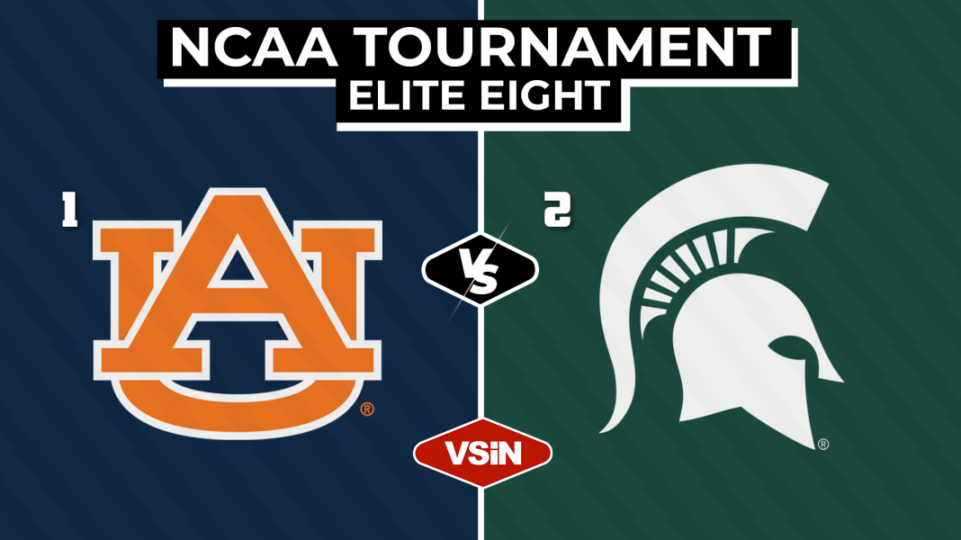 Auburn Tigers vs. Michigan State Spartans in Elite Eight of 2025 NCAA Tournament.