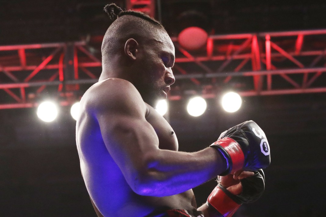 Manel Kape (red gloves) celebrates after defeating Felipe Dos Santos (not pictured) during UFC 293 at Qudos Bank Arena in Sydney, NSW, Australia, on September 9, 2023.