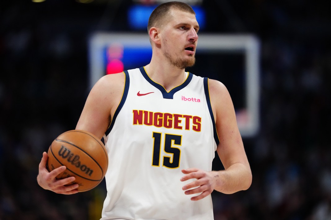 Denver Nuggets center Nikola Jokic (15) during the second half against the Minnesota Timberwolves at Ball Arena on March 12, 2025.