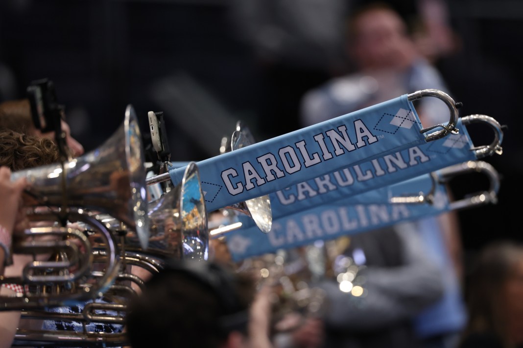 A general view as the North Carolina Tar Heels band performs after the game against the San Diego State Aztecs at UD Arena on March 18, 2025.