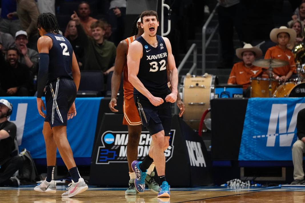 Xavier's Zach Freemantle in action during the NCAA Tournament First Four game between Xavier and Texas in Dayton on March 19, 2015.